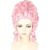 LeMarnia Colonial Wigs for Women Pink Victorian Court Vintage Wig Baroque Fluffy Beehive Wigs Halloween Costume Party Dress Wig