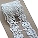 3 Yards 4-1/4 Inches Wide Cotton Embroidered Lace Trimming Fabric for Garment and DIY Craft Supply Floral Pattern (White)