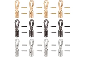 PLIGREAT 12 Pcs Cord End Caps 3 Colors Cord Terminators Lobster Claw Clasps Crimp End Tip Necklace Cord Ends for Leather Bags Strap Beading Tassel Pendants DIY Jewelry Art Crafts Making