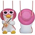 Car Rear View Mirror Hanging Accessories Swinging Duck Rearview Mirrors Ornament Pink Decor for Women Teen Girl Automotive Decorations Interior Aesthetic Things Kawaii Auto Pendant Stuff to Mom Gifts