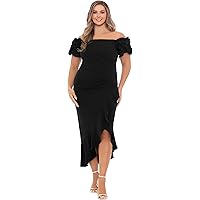 Xscape Women's Off The Shoulder Ruffle Sleeve Midi Wedding Guest Cocktail Dress, Black, 4 at Amazon Women's Clothing store Xscape Women's Off The Shoulder Ruffle Sleeve Midi Wedding Guest Cocktail Dress, Black, 4 at Amazon Women's Clothing store