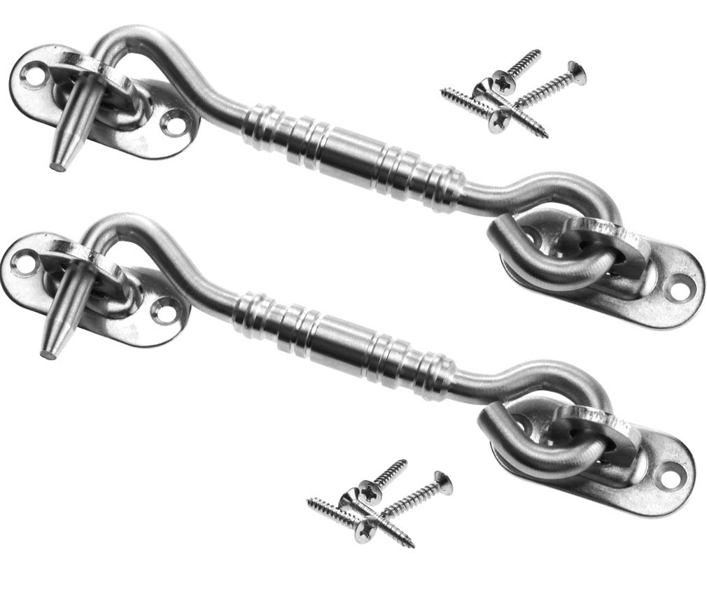 2 PIECES STAINLESS STEEL CABIN HOOK AND EYE SHED GATE DOOR LATCH 4"