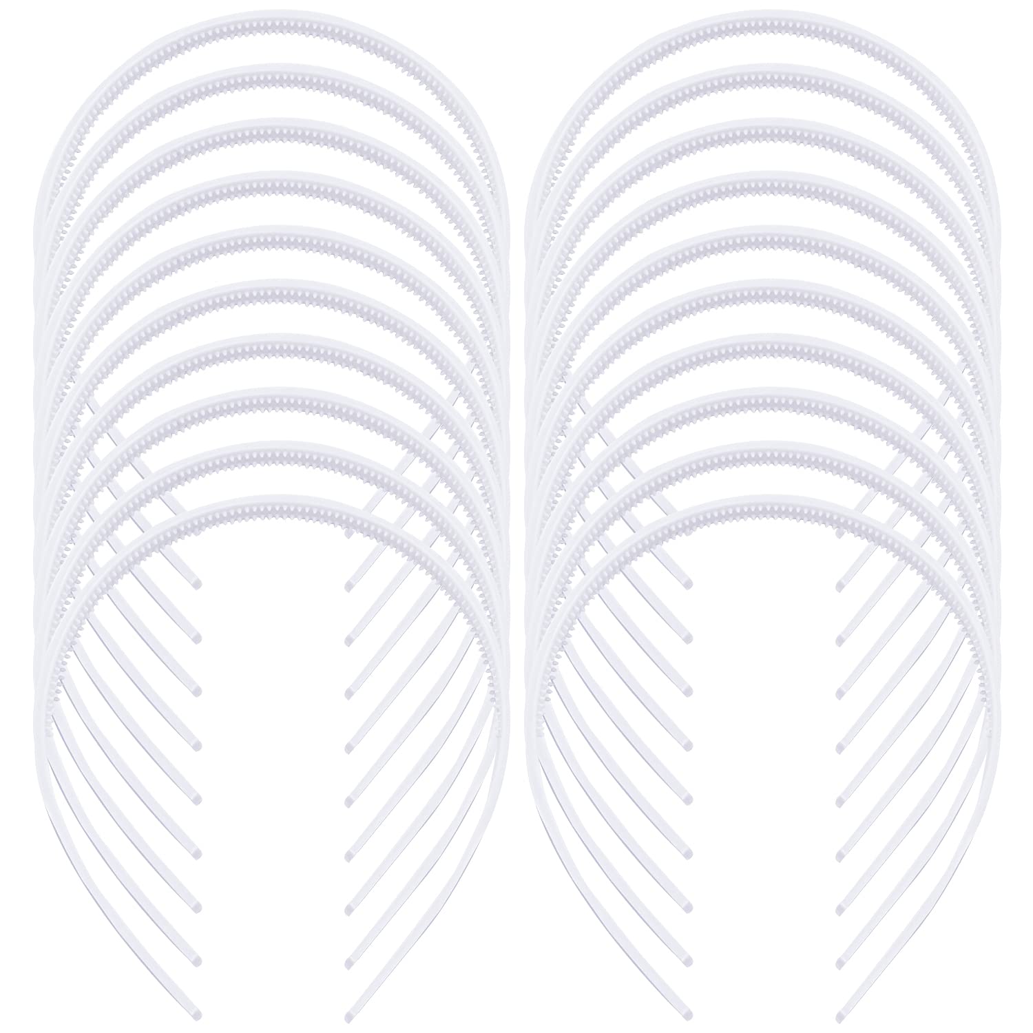 20 Pack White Plain Blank 1CM Slim Thin Hard plastic Headband Hairband Elastic Hair Hoop Holder Clasp Tiara Crown Headpiece Crafting DIY Accessories for Women Girl