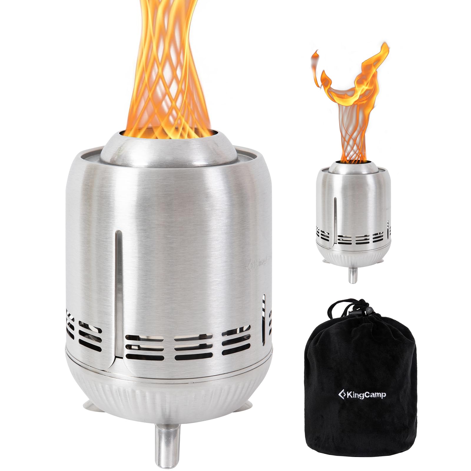 Photo 1 of ***VERY USED*** KingCamp Smokeless Fire Pit, Ultralight Stainless Steel Fire Pits Portable Camping Stove with Stand, Removable Ash Pan & Carry Bag for Camping Outdoor Bonfire Patio Backyard Chisel Steel
