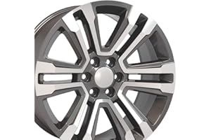 OE WHEELS LLC OE Wheels CV44 22 Inch Rim Fits Yukon Denali Style 6x139.7 22x9 Gloss Gunmetal Machined - Hollander 5822 (1)