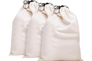 MISSLO Cotton Breathable Dust-proof Drawstring Storage Pouch Bag (Pack 3 L)