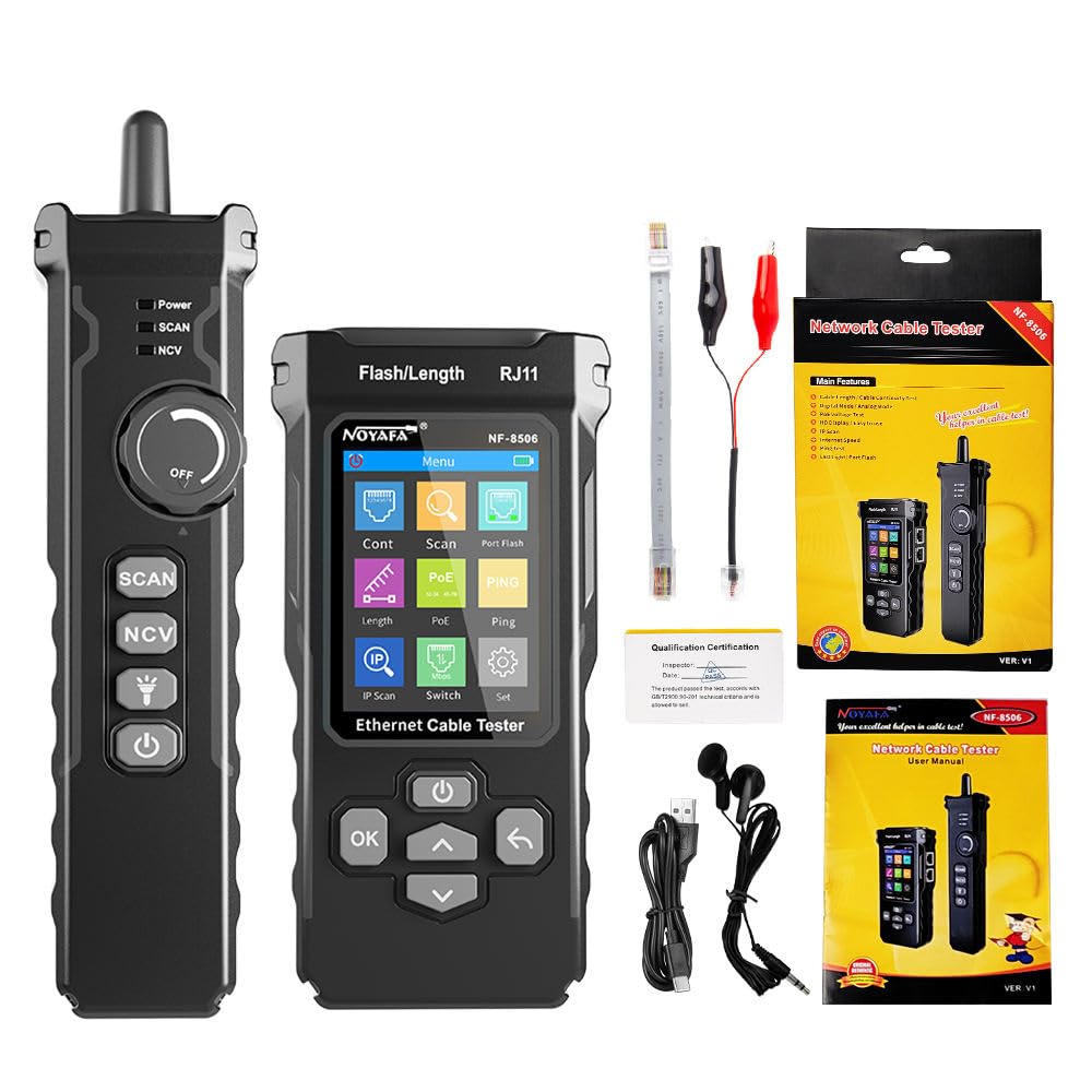 Klein Cable Tester, 8 Cable Testing Modes, Ethernet and Coax Cable Tester Kit, 50 cm Cable Length