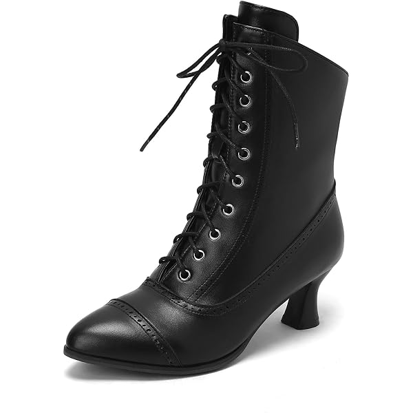 Amazon.com | BEAUPAS Women's Victorian Gothic Boots Lace Up Granny