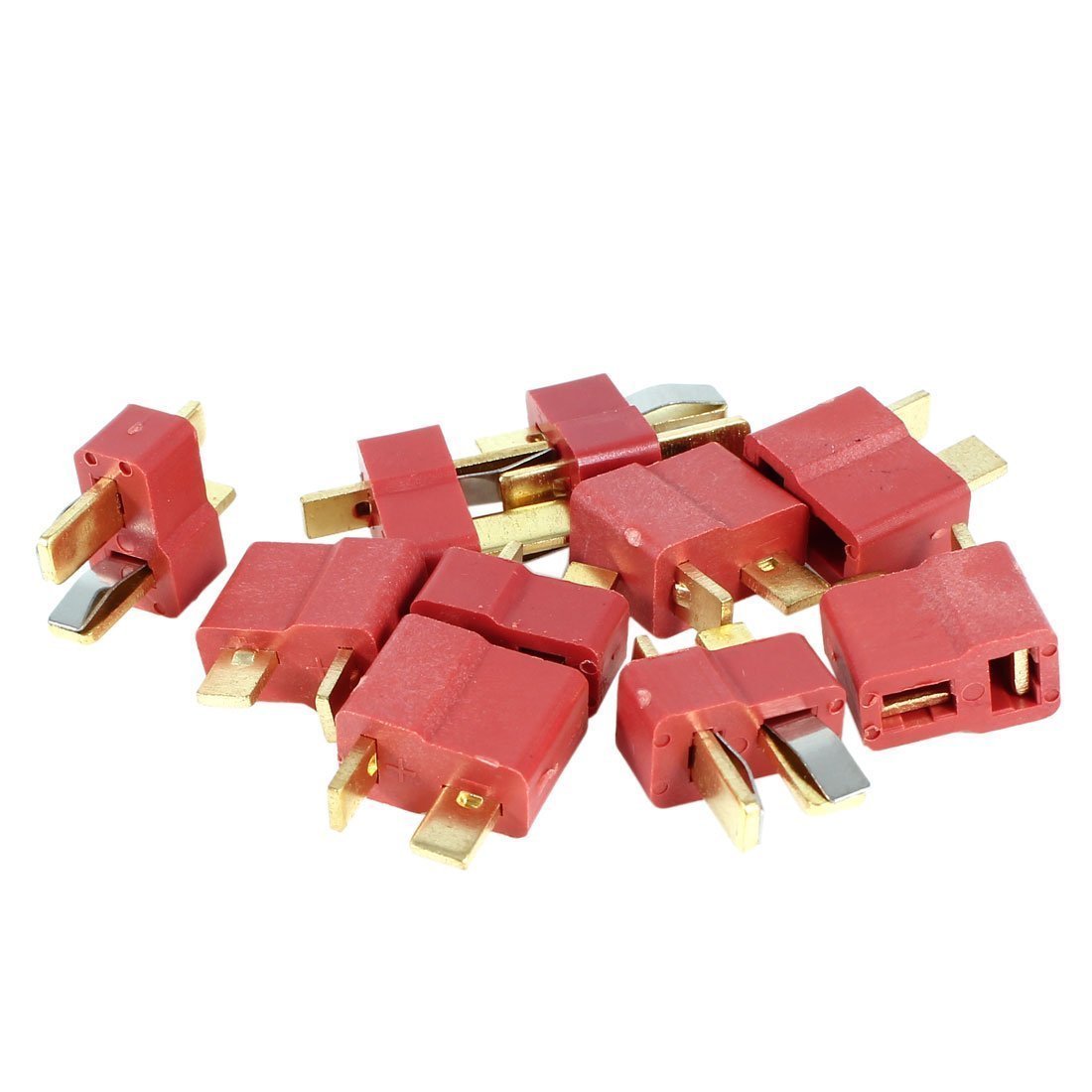YUNIQUE GREEN-CLEAN-POWER - T-Plug Connector 5 Pairs M/F | 2 Pin Gold Adapter, Compatible with Lipo Battery 300mAh, WLToys 144001 | Battery Case, Fuse Holder, Red, Plastic