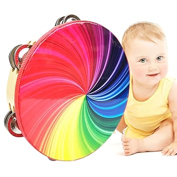 Coxeer 8 Tambourine Drum Musical Instrument Wooden Tambourine Instrument Educational Tool