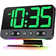 Odokee Digital Alarm Clocks for Bedrooms: Large Bold Number 5 Brightness Dimmer - Easy to Read Across The Room - 5 Alarm Sound 8 Night Light - Green