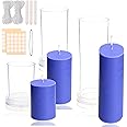 MILIVIXAY 3PCS Pillar Candle Molds - Plastic Cylinder Candle Mold Set for Candle Making-Candle Making Molds-60 Ft. of Wick, 50pcs Wick Stickers, 3pcs Wick Holders and 1pc Iron Wire Included as a Gift.