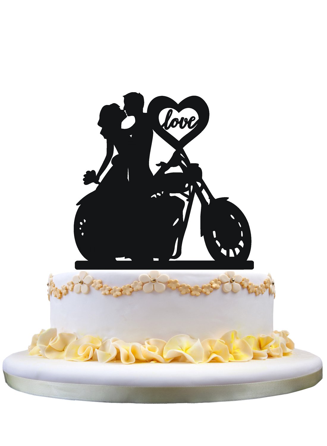 zhongfei Motorcycle Couple Wedding Cake Topper with love heart