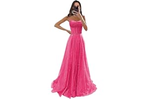Boey Frek Sparkly Tulle Prom Dress Long Ball Gown Sequin Corset Formal Evening Gown with Slit for Women 2025