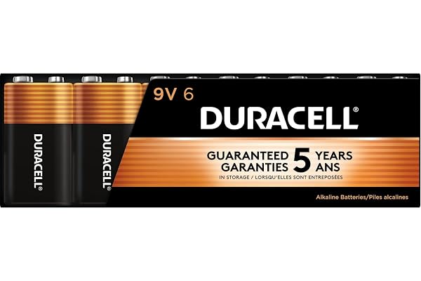 Duracell Coppertop 9V Battery, 6 Count (Pack of 1), 9 Volt with Long-Lasting Power, All-Purpose Alkaline 9V Battery for House