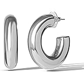 Jessica Simpson Silver-Tone Hoop Earrings for Women, Polished Silver-Tone Hoops, Fashion Jewelry