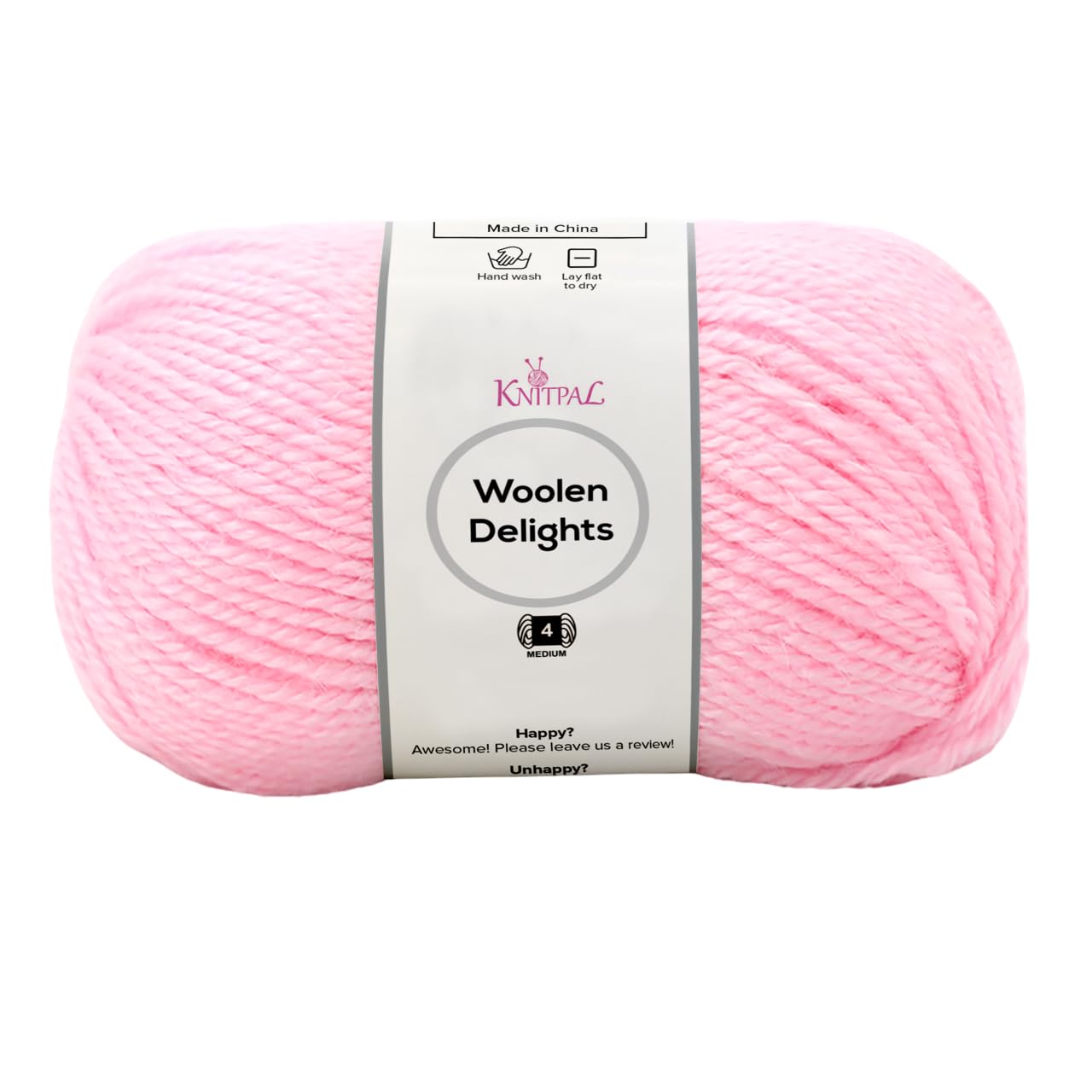 KnitPal Woolen Delights Soft Wool Yarn for Crocheting, 40% Wool, 40% Acrylic, 20% Polyamide - Wool Blend Yarn - #4 Aran/Heavy Worsted Weight Wool Yarn - 3 Skeins, 522yds/300g - Bubblegum Pink