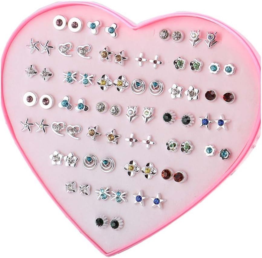 36 Pairs of Hypoallergenic Stud Earrings Set Party Favor for Women Girls Kids Christmas Gift, E-13