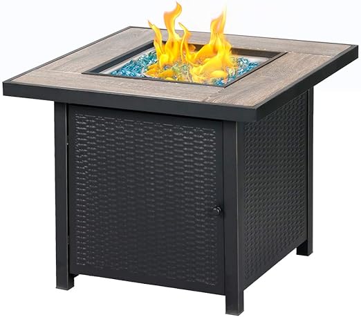 Amazon Com Bali Outdoors Propane Gas Fire Pit Table 30 Inch 50 000 Btu Square Gas Firepits With Fire Glass For Outside Garden Outdoor