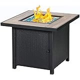 BALI OUTDOORS Propane Gas Fire Pit Table, 30 inch 50,000 BTU Square Gas Firepits with Fire Glass for Outside