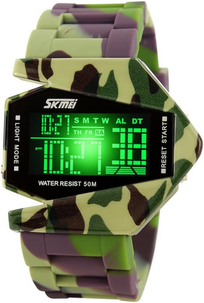Cool Plane Shape Camouflage Silicone Water Resist Wrist Watches