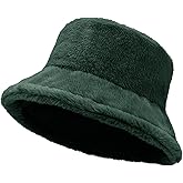 Women Plush Fluffy Bucket Hat Warm Lining Winter Faux Fur Cozy Wide Brim Winter