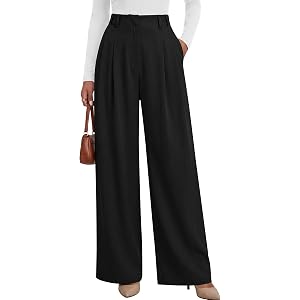 ANRABESS Work Wide Leg Pants for Womens Dress High Waisted | Business Casual Pants Flowy Slacks Office Outfits, Wrinkle-Free