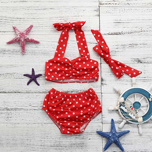 Leegor 3Pcs Baby Swimsuit, Infant Girls Swimwear Straps Dot Swimsuit Bathing Bikini Set Outfits
