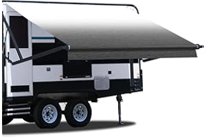 GOTRUTH RV Awning Fabric Replacement, Heavy Duty 16.2oz Vinyl Fabric Camper Awning Replacement, Universal Replacement RV Awnings for Camper, Trailer, and Motorhome (20' (Fabric 19'2"), Charcoal Fade)