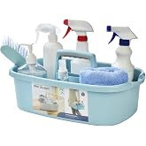 ALINK Large Plastic Shower Caddy Tote, Portable Storage Caddy Basket Organizer with Handle for Dorm, Bathroom, Tool, Garden, Kitchen, Cleaning Supplies &ndash; Blue