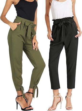 casual plain slim elastic waist pencil pants