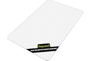Amyracel Office Chair Mat for Carpet, 46” x 60” Studded Desk Chair Mat for Carpeted Floors, Clear Floor Mat for Office Chair on Flat or Low Pile Carpet
