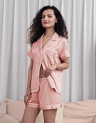 WJing Yi Jia 5Pcs Womens Soft Satin Pajama Set