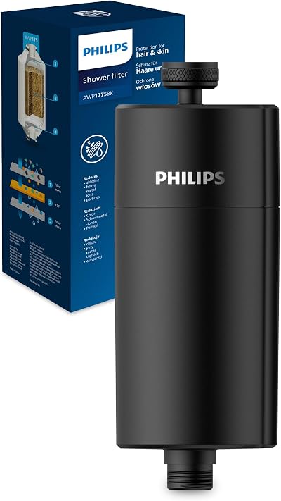 Philips Shower Filter In-Line 50,000 L 3-Stage Filtration NSF KDF Black