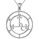 Ladytree Sigil of Lilith Necklace S925 Sterling Silver Vintage Oxidized Sigil of Lilith Pendant Necklace Gifts for Women Rolo Chain 18+2 inches
