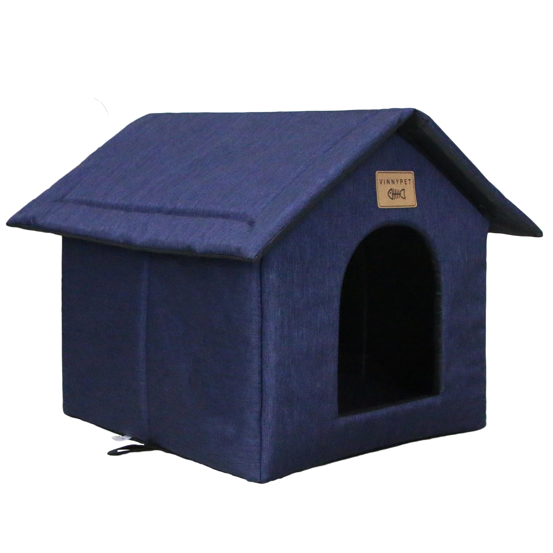 Vinnypet Cat House for Outdoors Waterproof Weatherproof Cat Cave Pet Shelter with Cushion for Feral Cats/Dogs 35x35x38cm
