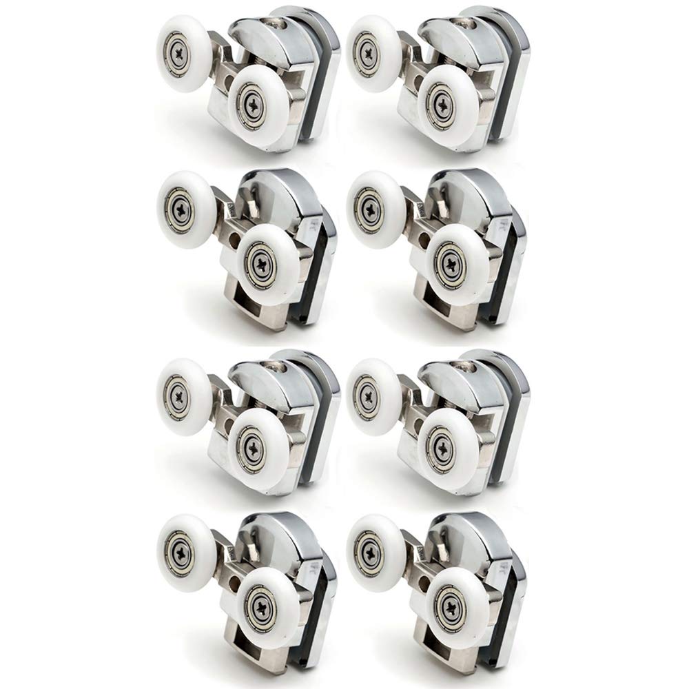 New Replacement Shower Door Fixing Wheels in Chrome - 4X Top & 4X Bottom - Fits Glass 4-6mm