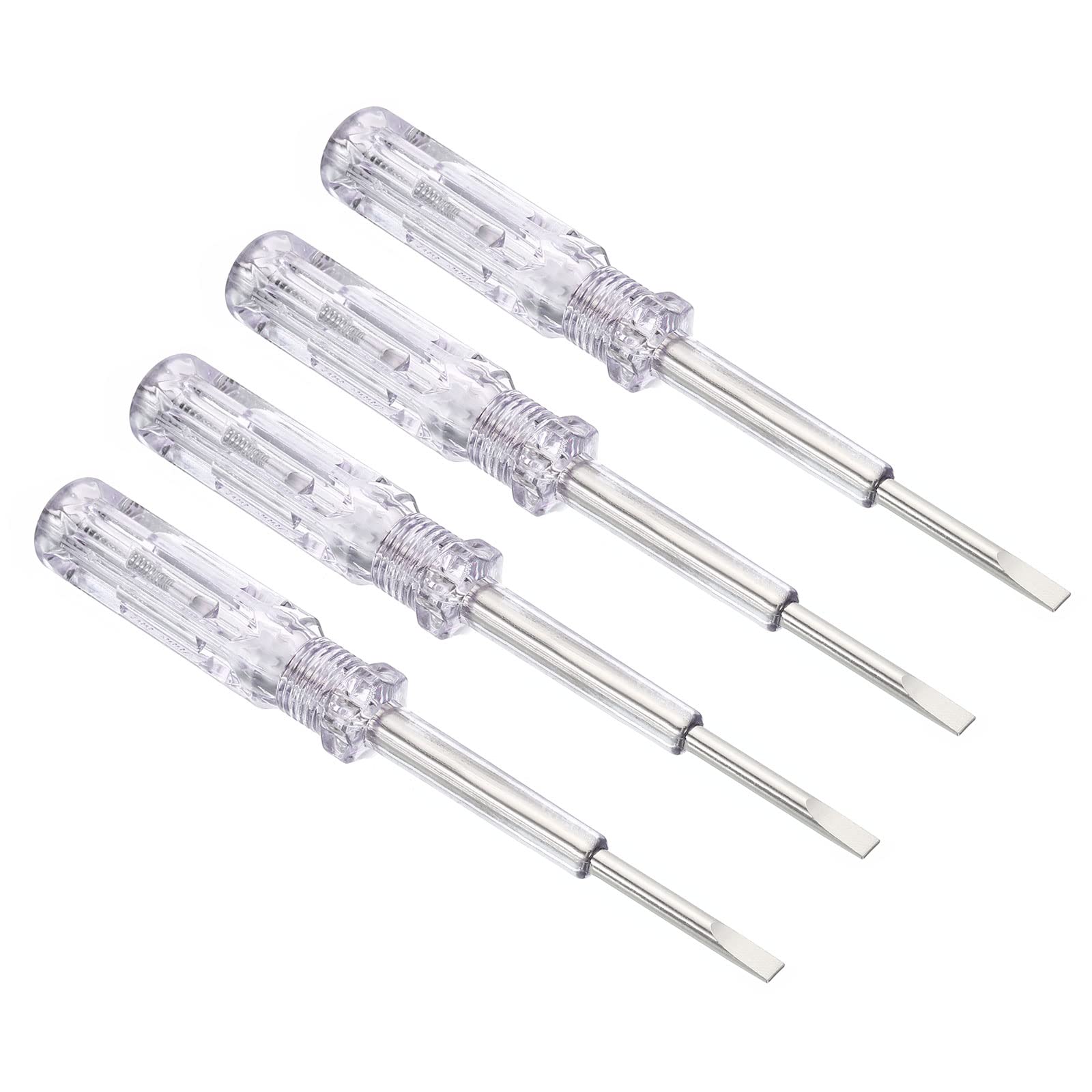 PATIKIL Voltage Tester AC 150-500V Contact Electrical Detector 5mm Slotted Screwdriver Tester Pen with Neon Tube, Clear Blue, Pack of 4