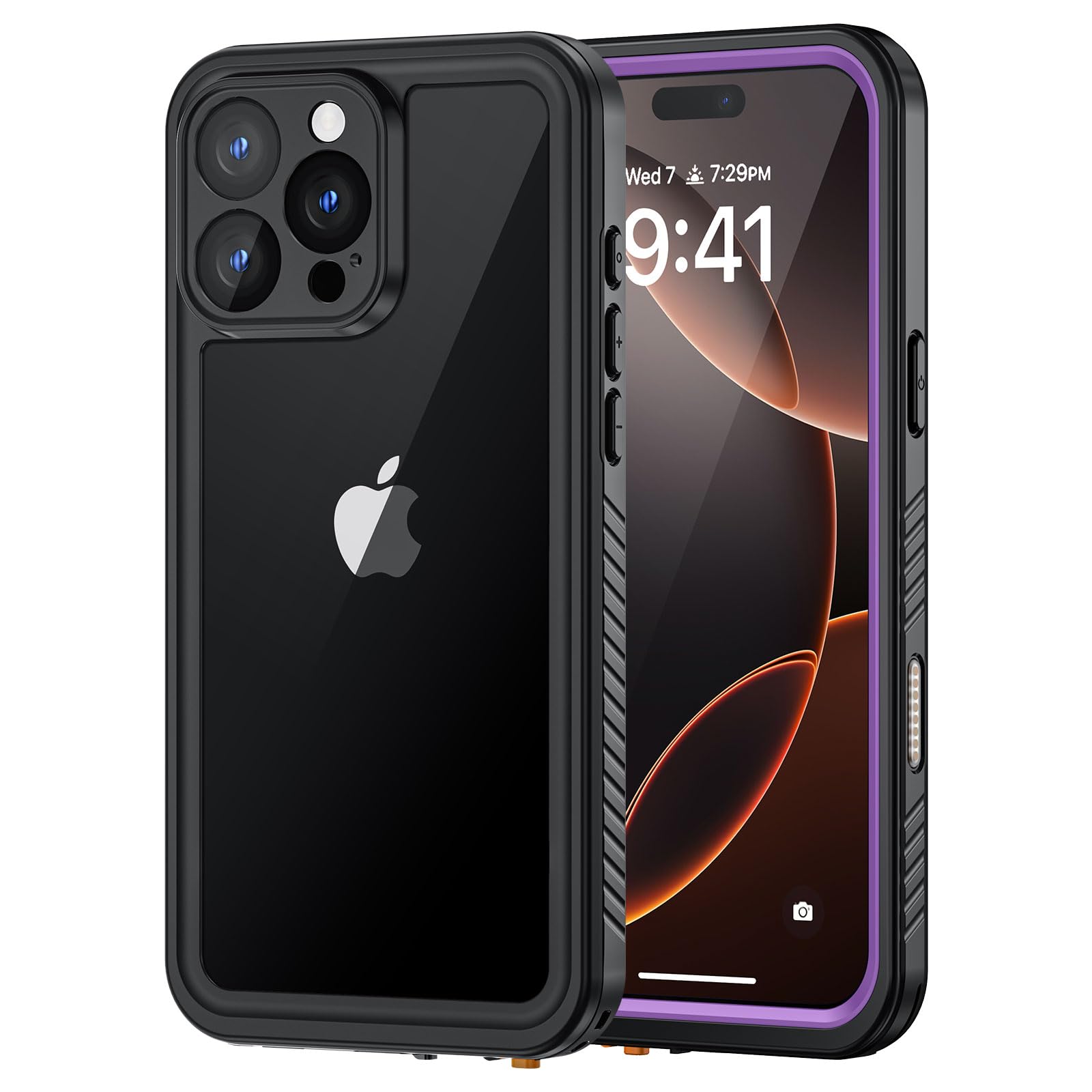 Lanhiem for iPhone 16 Pro Max Case, IP68 Waterproof Dustproof Shockproof Cases with Built-in Screen Protector, Full Body Heavy Duty Rugged Phone Cover for iPhone 16 Pro Max - 6.9 inch (Purple)