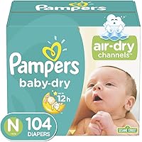 Diapers Size Newborn/Size 0 (< 10 lb), 104 Count - Pampers Baby Dry Disposable Baby Diapers, Super Pack