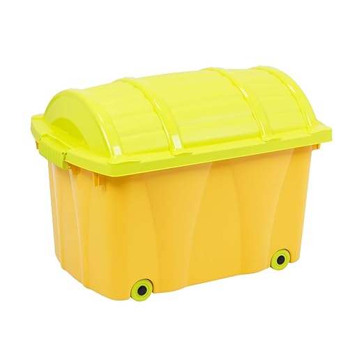 Pirat-Box von OKT 42 L rollbare Spielzeugtruhe Spielzeug - Box Kiste Rollen Rollbox Aufbewahrungsbox Kinderzimmer orange/hell