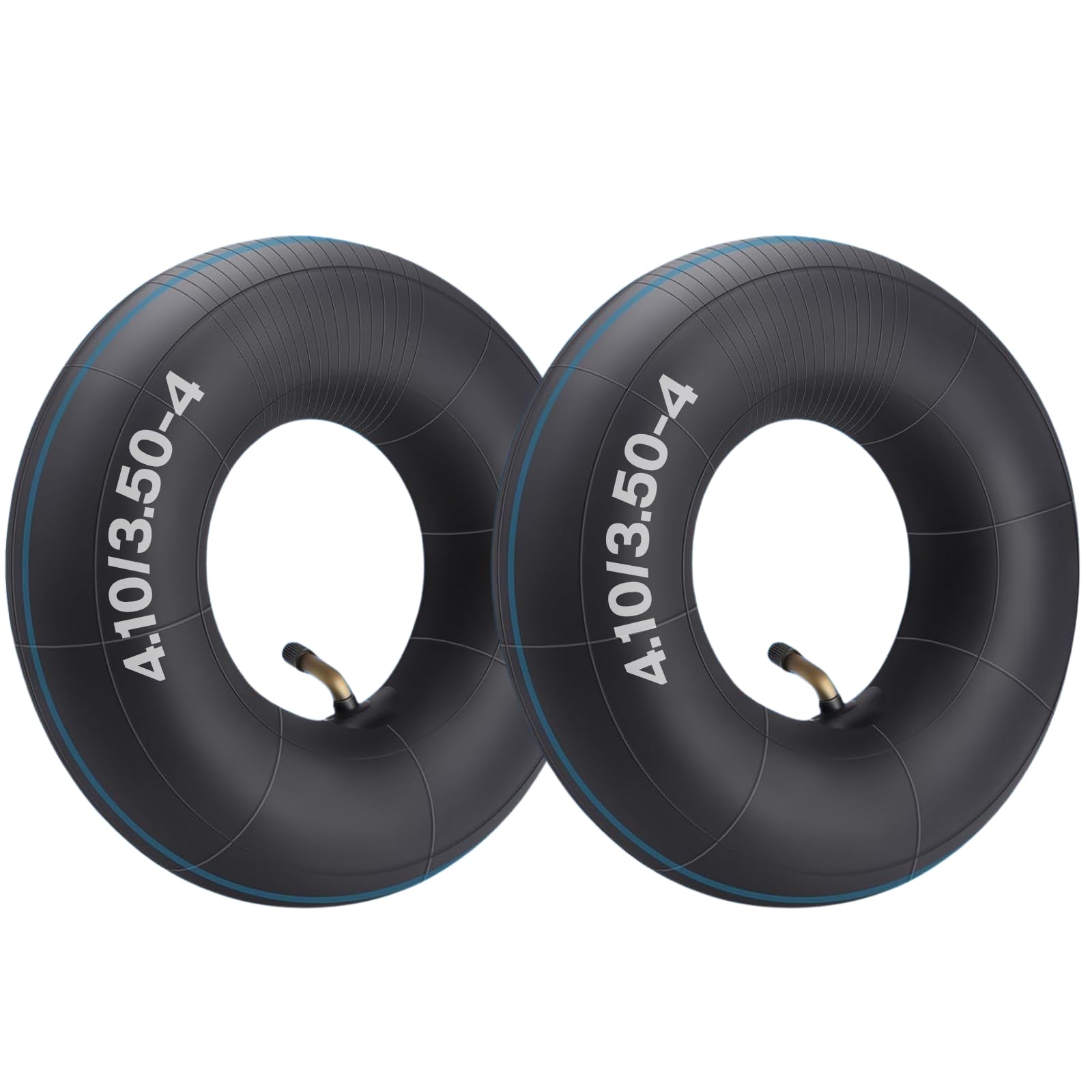 Photo 1 of 4.10/3.50-4" Tire Inner Tubes, 2 Pack Heavy Duty 4.10 3.50-4/410/350-4 Tube with Bent Valve Stem for Wheelbarrows, Lawn Mowers, Hand Trucks, 4" Cart, Tractors, Golf Cart, Dolly, Trailers