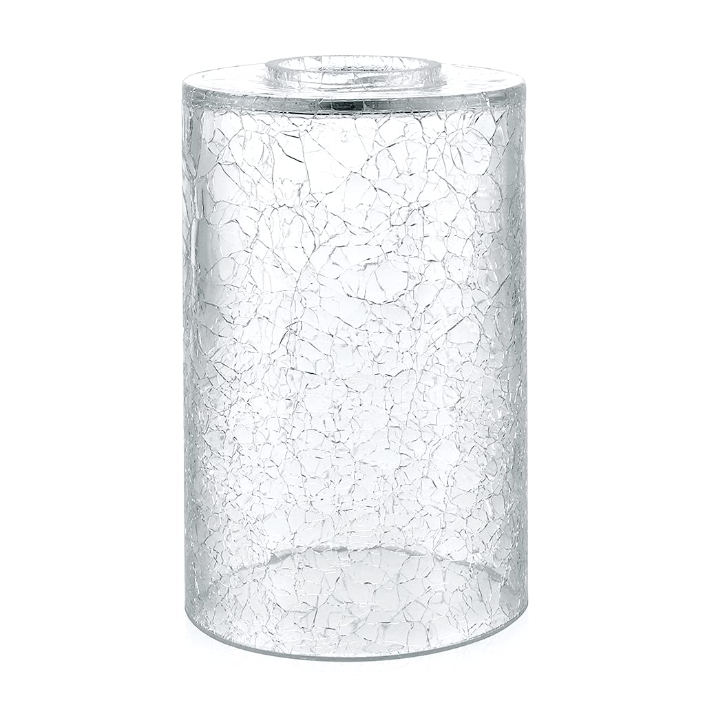 Skelang Crackle Lip-Less Glass Lamp Shade, Cylindrical Light Cover with Fitter Opening, Replacement for Chandelier, Pendant, Bathroom Vanity Light