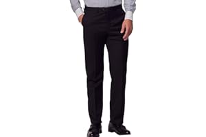 YUCENFU Men's Flat-Front Dress Pants with Hidden Expandable Waistband, Wrinkle-Free Stretch Suit Slacks for Men – Classic Fit