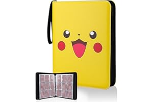 OTHRAN Card Binder for Pokemon 900 Pockets, Trading Card Binder 9-Pockets Card Holder Binder Card Collection Binder with 50 Removable Sheets and Zipper for Boys Girls Organized (Yellow)