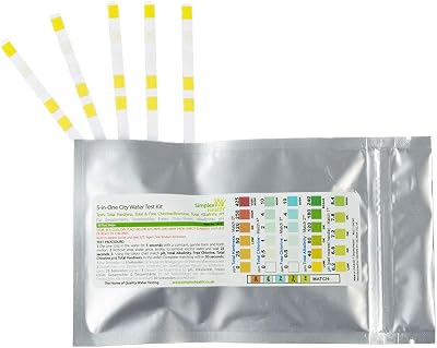 SimplexHealth City Water Test Kit 5-in-1 pH, Chlorine, Hardness Strips