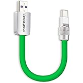 chubbycable Cute Chubby 120W Short USB-C Cable Power Bank Fast Charging Cable Silicone Charger Cord Compatible with iPhone 17-15 Series iPad, Green, USB-A to Type-C, 10 inch
