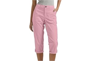 AOREUGL Womens Capris with Pockets Stretch Lightweight Casual Cargo Pants Rolled Hem Summer Cropped Trousers Outdoor Clothes