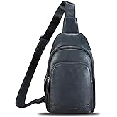 Genuine Leather Sling Bag for Women and Men - Vintage Sling Purse Backpack Shoulder Crossbody Chest Bag