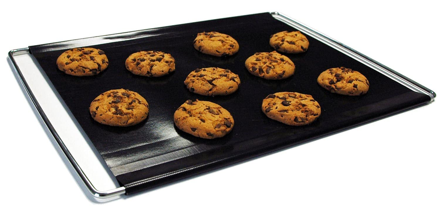 NoStik Adjustable Oven Rack : Extendable Oven Shelf : Universal Fit : Teflon Non Stick Baking Sheet : Oven Liner Protector